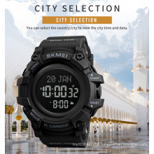 New Arrival Skmei 1680 Muslim Prayer Time Watch Qibla Compass Wristwatch Sport Digital for Men